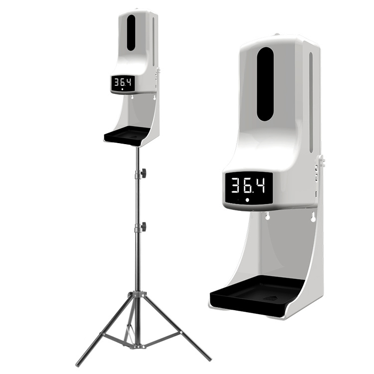 Wall-Mount Infrared Thermometer With Tripod Stand Holder & Automatic Hand Sanitizer Dispenser, Set