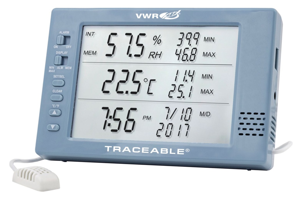 VWR USB data logging DUAL hygrometer, Traceable® excursion trac with ambient sensor (internal and external)