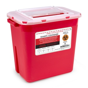 Plastic Sharps Container, red