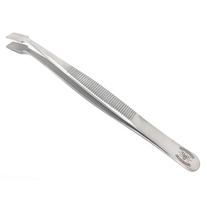 Stainless Steel Forceps with Offset Flat-Tips - Perfect for handling of membranes (4.75 in.)