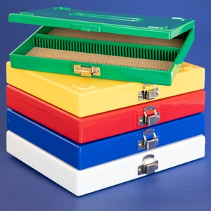 Biologix Slide Storage Boxes, 100-Place, Assorted Colors, 8.25 X 6.37 X 1.25 In