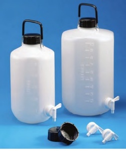 Aspirator bottle with stopcock, PE