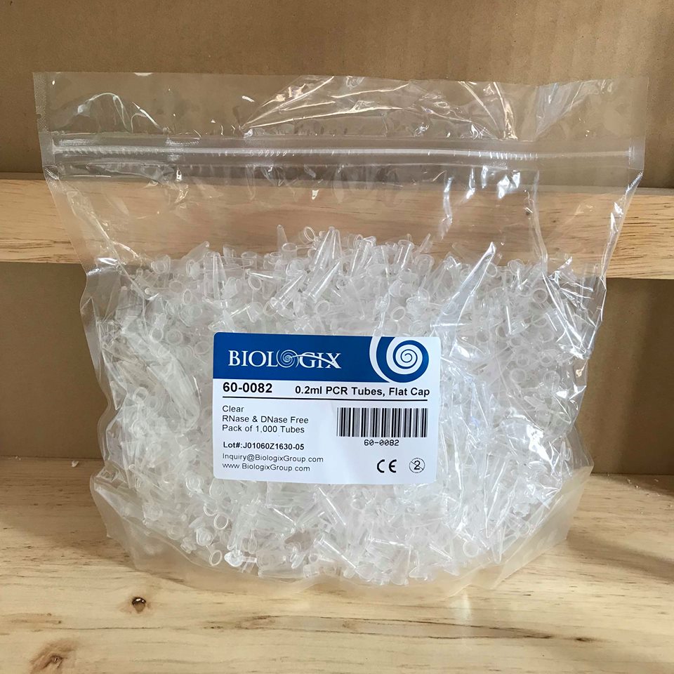 [60-0082] Biologix 0.2 mL PCR Tubes, Flat-Top Caps, Clear, DNase & RNase free