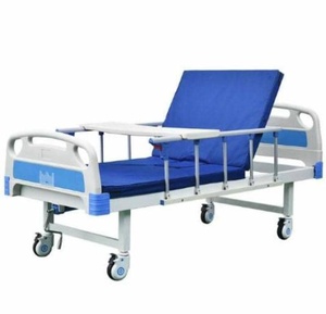 Hospital Bed With Drip Stand, Mattress & Overhead Table